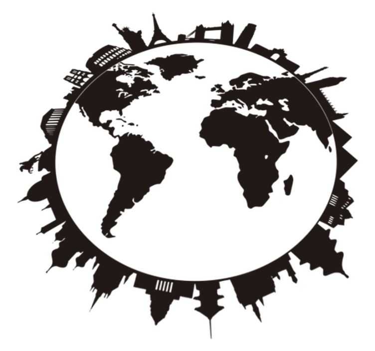 Tapete vinílico de mapa mundial com monumentos - TenStickers