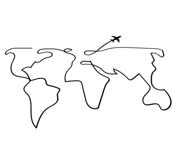Tapete vinílico de mapa mundial plano - TenStickers