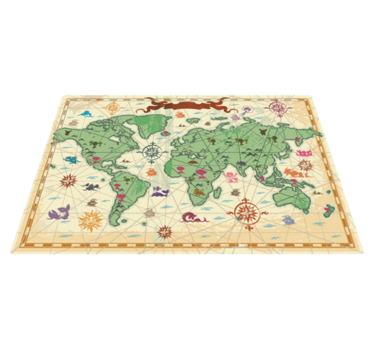 Tapete vinílico de mapa mundial clássico infantil - TenStickers