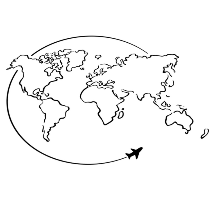Tapete vinílico de mapa mundial círculo avião - TenStickers