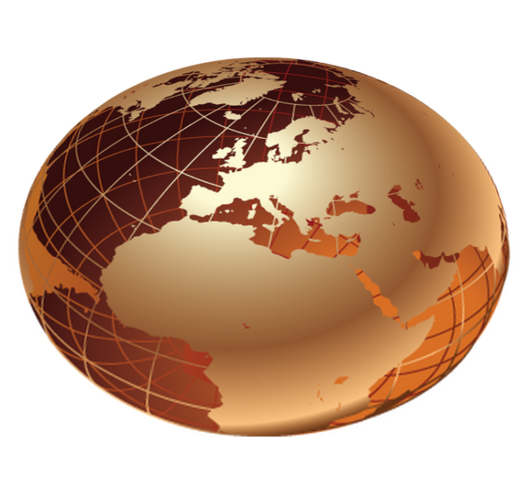 Tapete vinílico de mapa mundial em vinil dourado europa - TenStickers