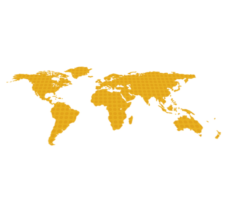 Tapete vinílico de mapa mundial amarelo com bolinhas - TenStickers