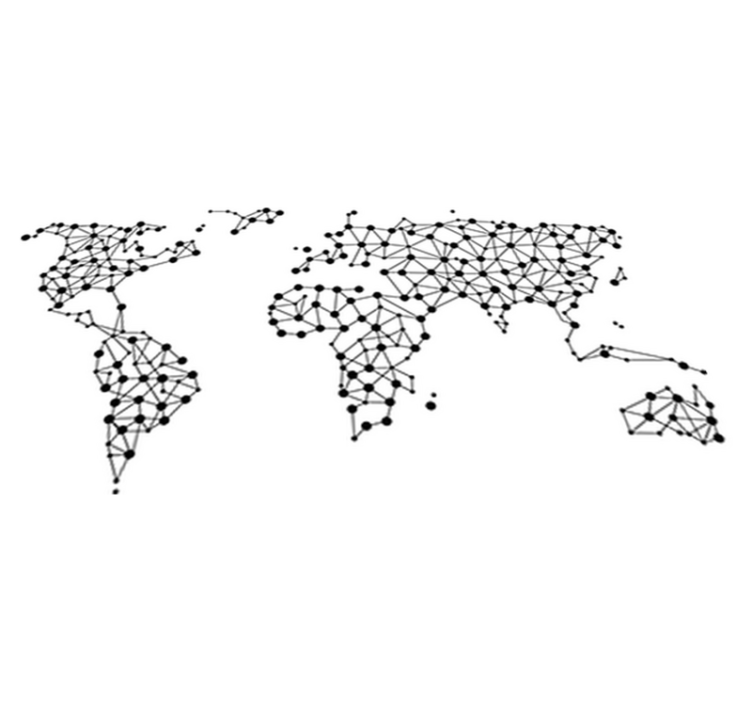 Tapete vinílico de mapa mundial pontos conectados - TenStickers