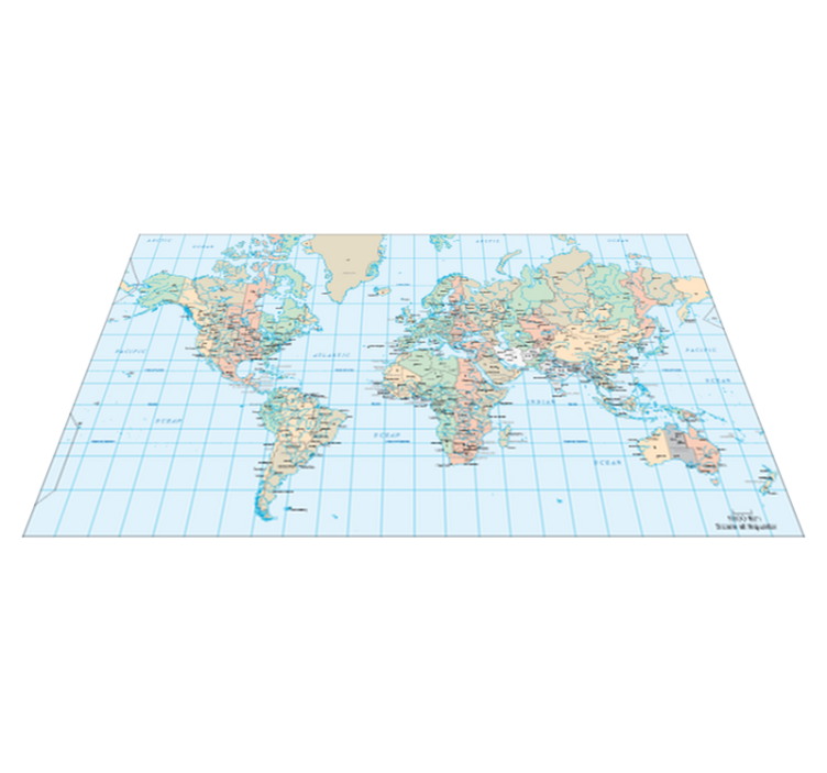Tapete vinílico de mapa mundial horário em inglês - TenStickers