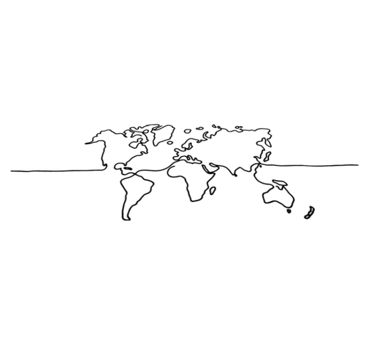 Tapete vinílico de mapa mundial em arte linear - TenStickers