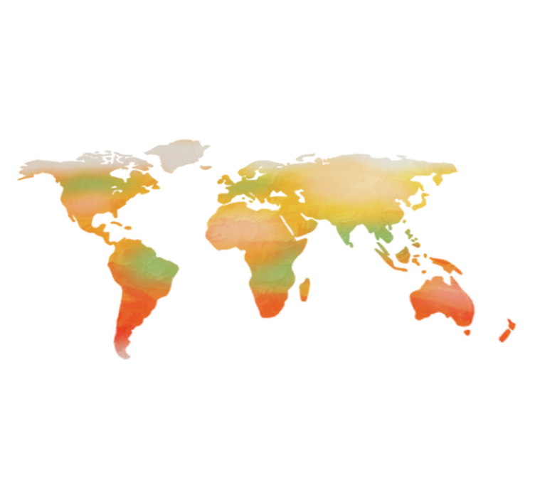 Tapete vinílico de mapa mundial em tons quentes - TenStickers