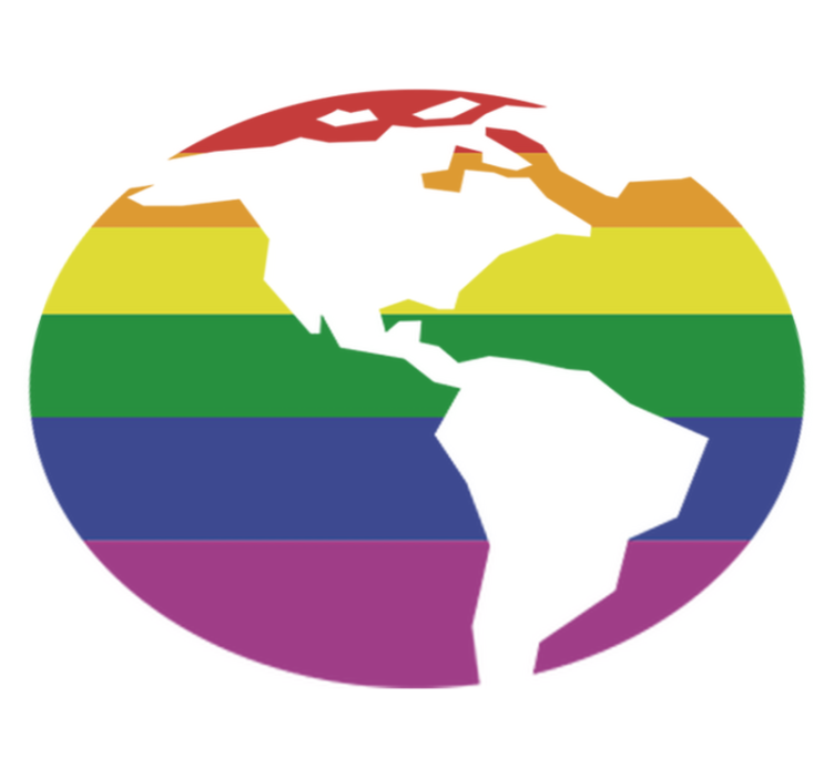 Tapete vinílico de mapa mundial adesivo arco-íris - TenStickers