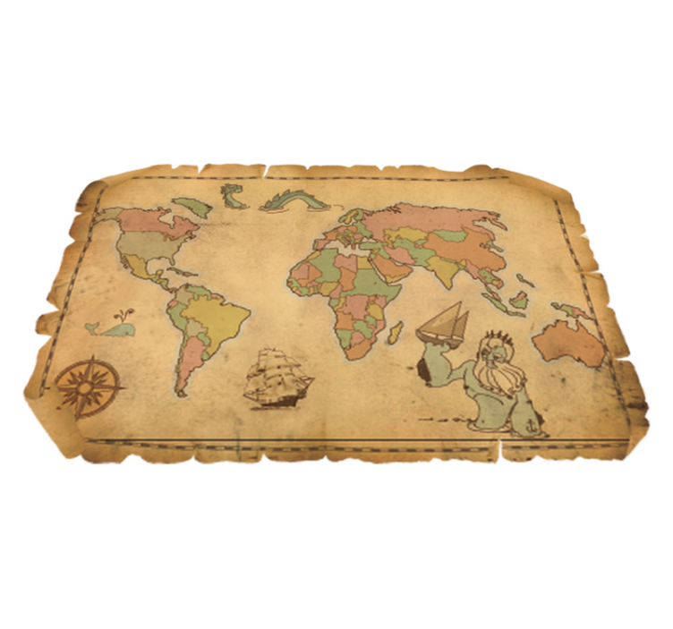 Tapete vinílico de mapa mundial design vintage antigo - TenStickers