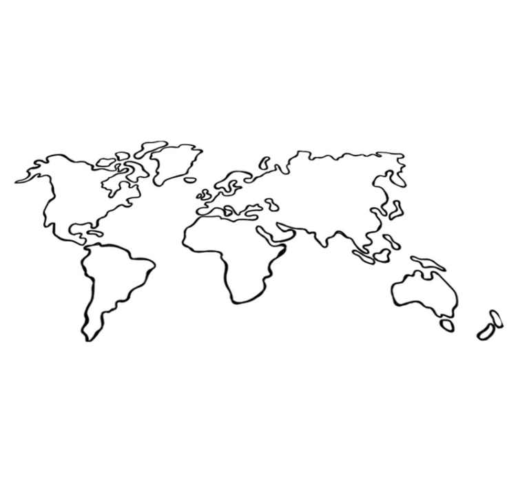 Tapete vinílico de mapa mundial em uma cor política - TenStickers