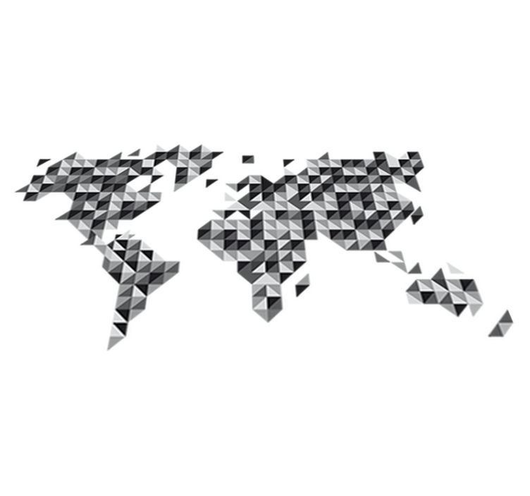 Tapete vinílico de mapa mundial em cores escala de cinza - TenStickers