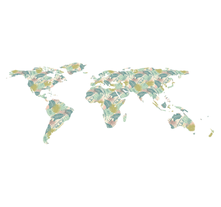 Tapete vinílico de mapa mundial tropical - TenStickers