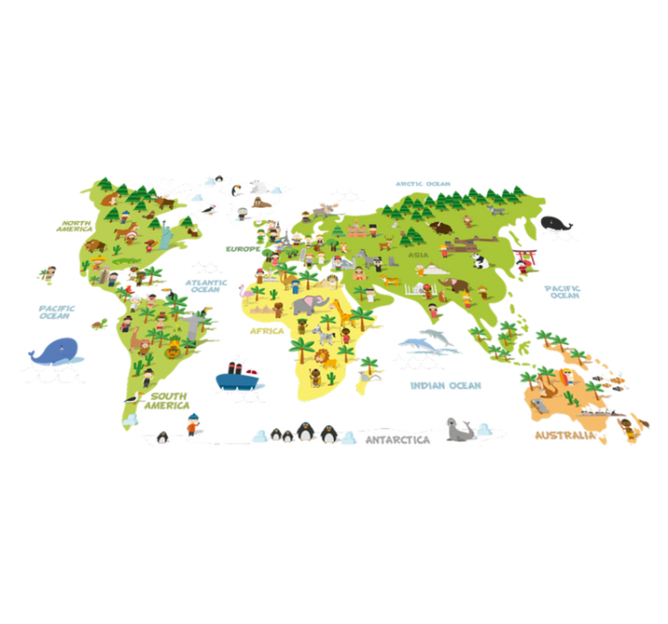 Tapete vinílico de mapa mundial personas em inglês - TenStickers