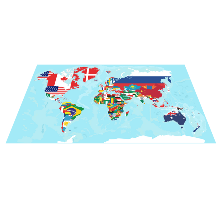 Tapete vinílico de mapa mundial com bandeiras - TenStickers