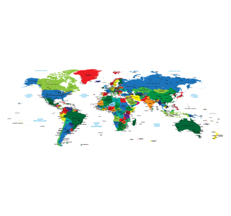 Tapete vinílico de mapa mundial mapa mundi colorido - TenStickers