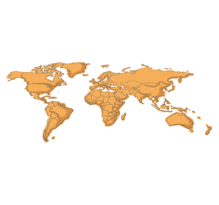 Tapete vinílico de mapa mundial com fronteiras simples - TenStickers