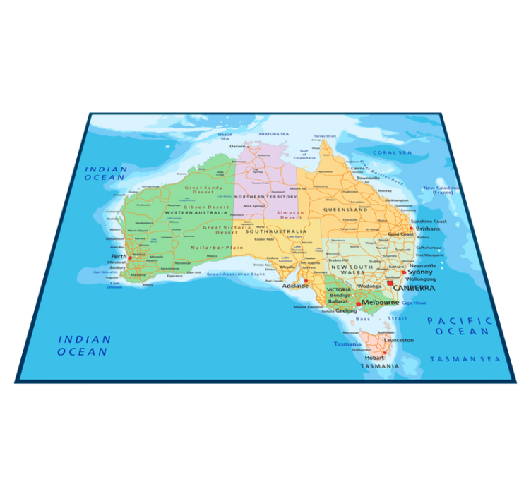 Tapete vinílico de mapa mundial mapa político da austrália - TenStickers