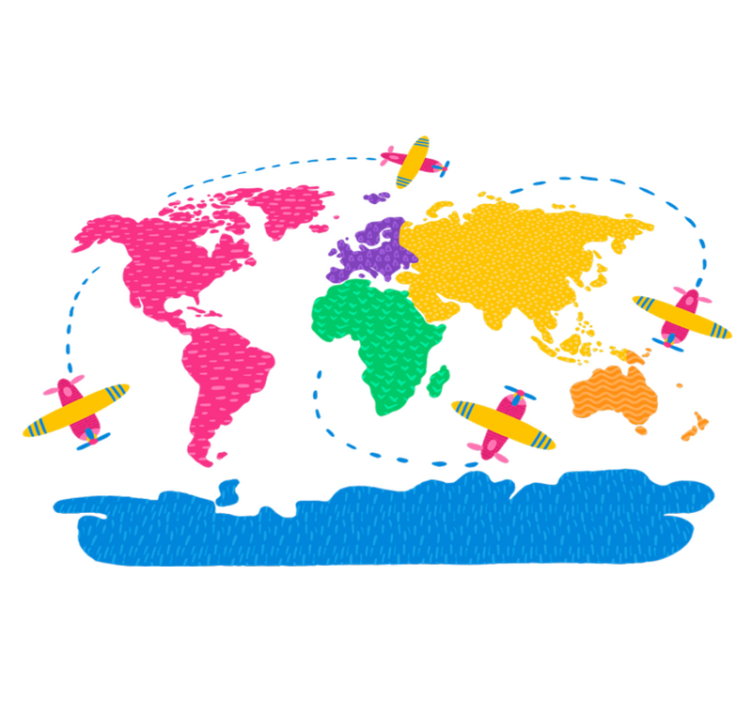 Tapete vinílico de mapa mundial para viagens - TenStickers
