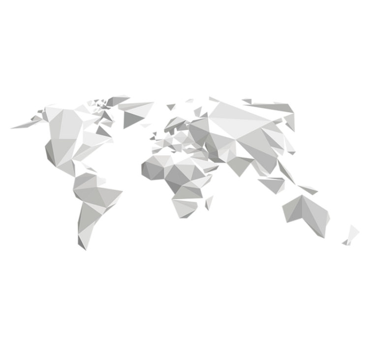 Tapete vinílico de mapa mundial design origami cinza - TenStickers
