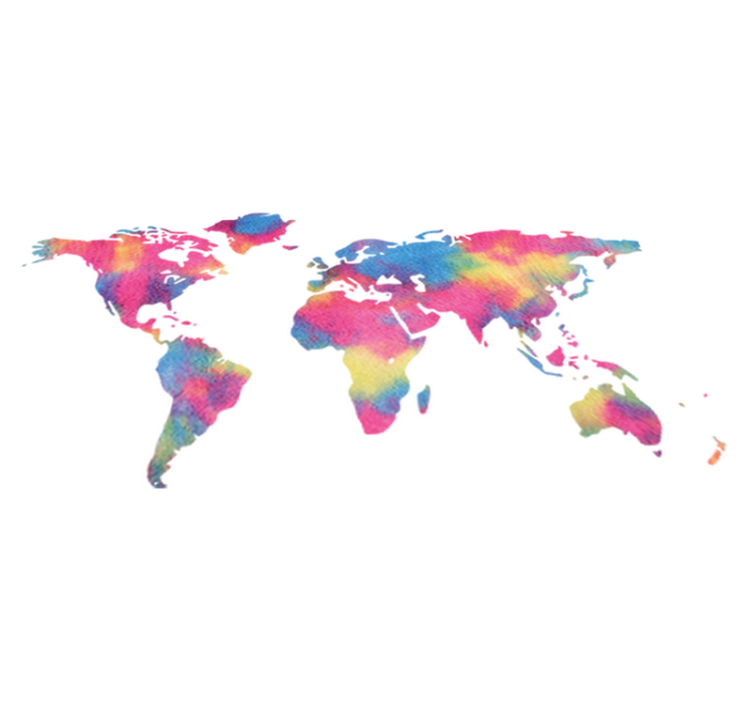 Tapete vinílico de mapa mundial com design tie dye - TenStickers