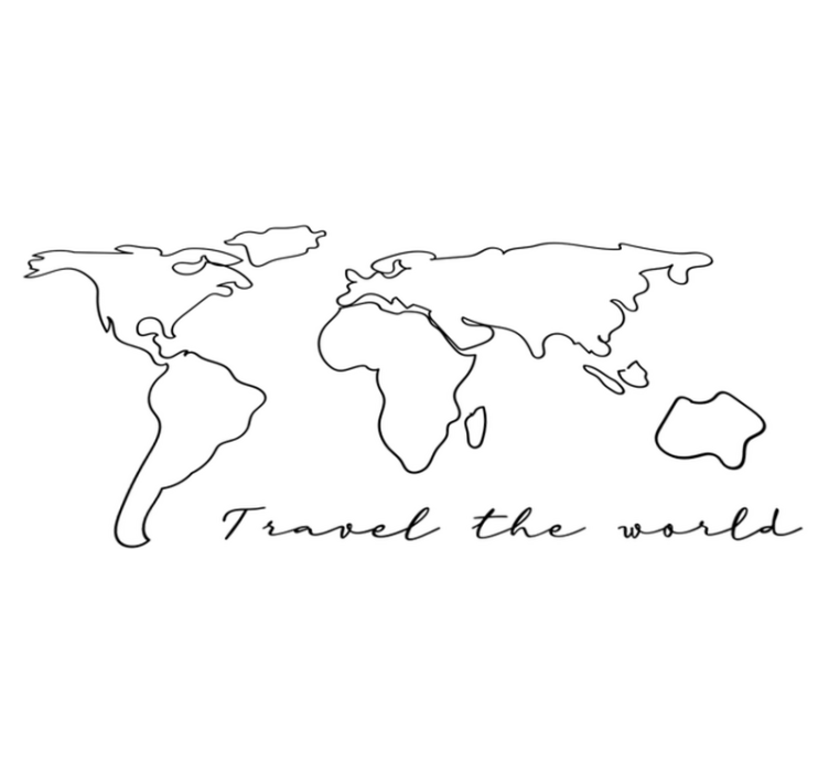 Tapete vinílico de mapa mundial com texto de viagem - TenStickers