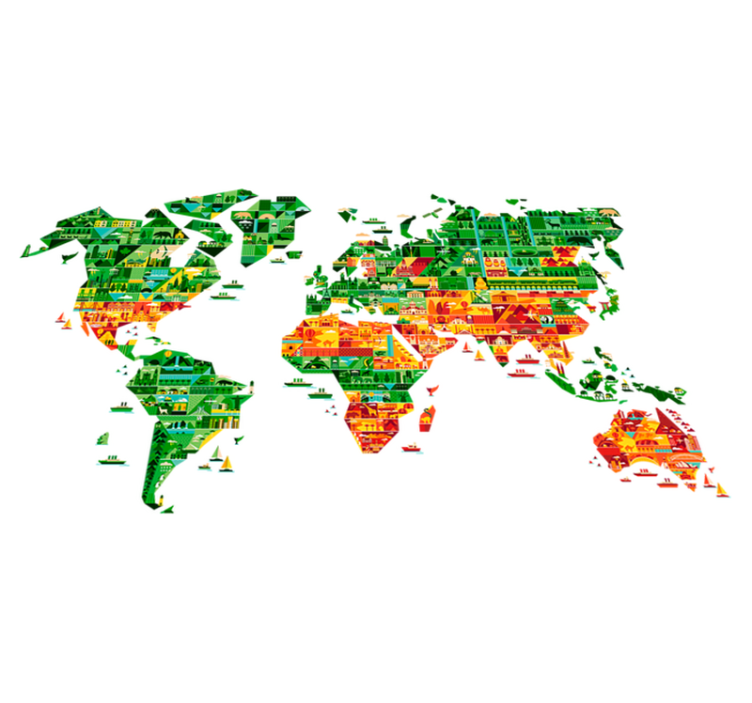 Tapete vinílico de mapa mundial designs monumentais - TenStickers