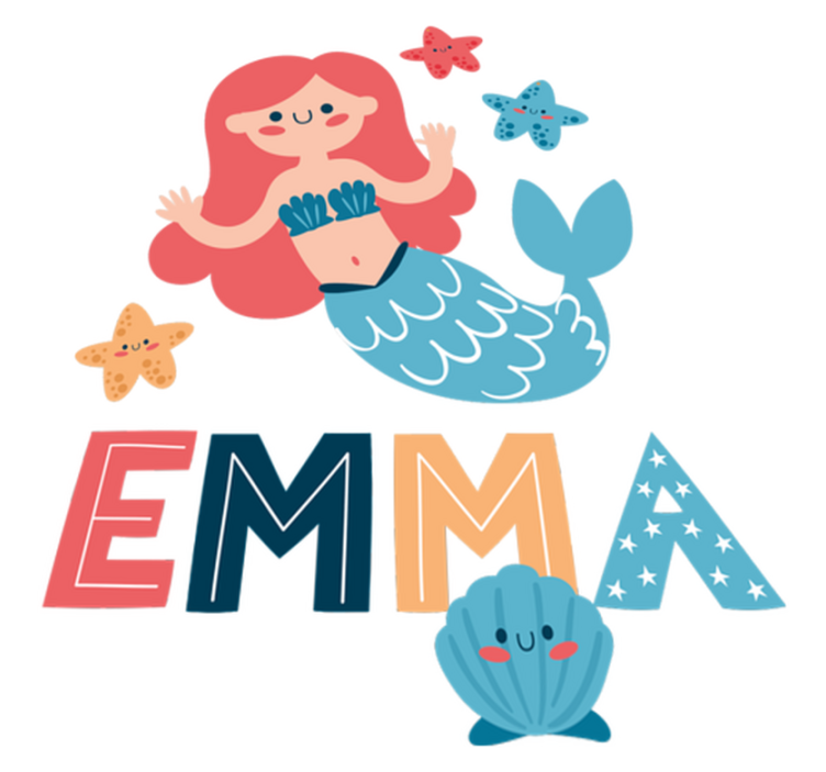 Tapete vinílico criança sereia colorida com nome - TenStickers