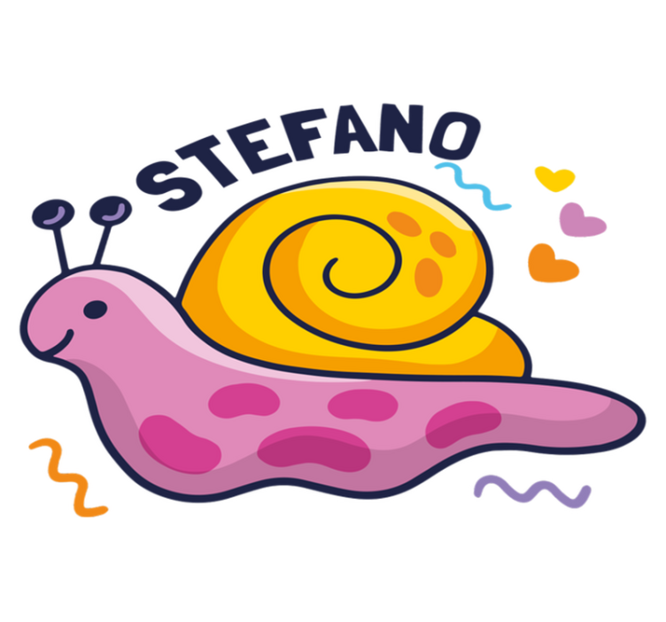 Tapete vinílico criança caracol colorido com nome - TenStickers