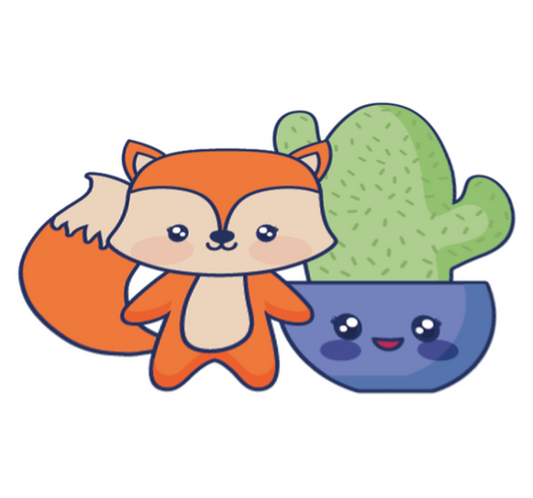 Tapete vinílico criança anime cacto e raposa - TenStickers