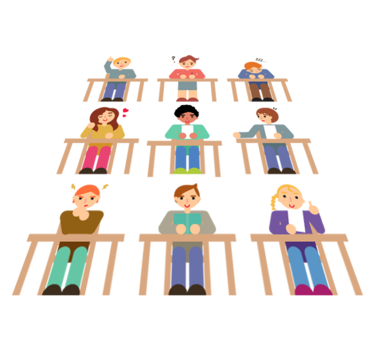Tapete vinílico criança adesivo coleção alunos na mesa - TenStickers