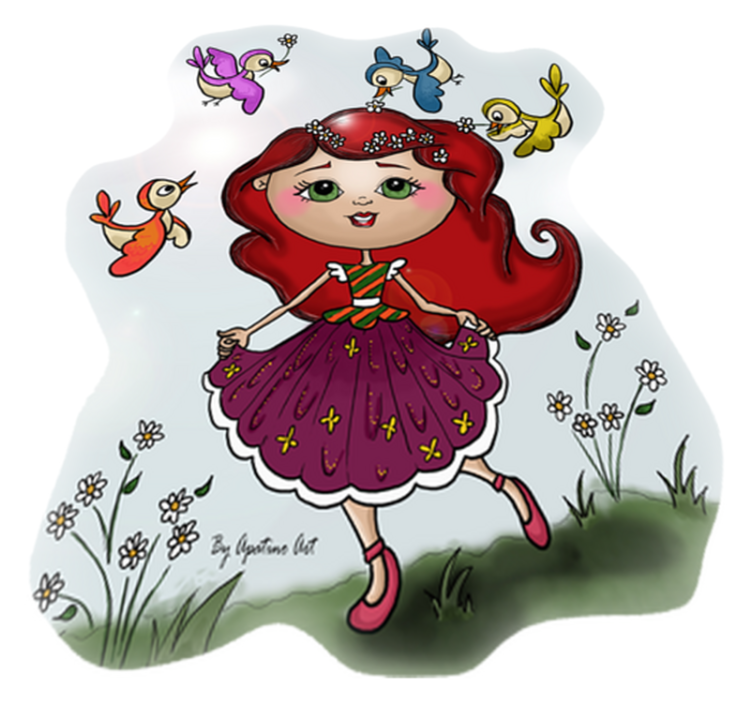Tapete vinílico criança menina no campo - TenStickers