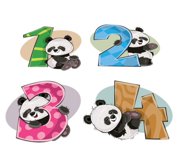 Tapete vinílico criança 4 pandas - TenStickers