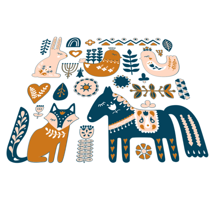 Tapete vinílico criança estilo nórdico animais da floresta - TenStickers