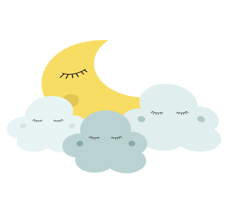 Tapete vinílico criança lua e nuvem felizes dormindo - TenStickers
