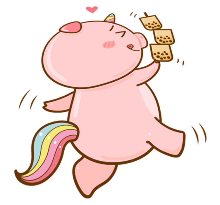 Tapete vinílico criança porquinho unicórnio cartoon - TenStickers