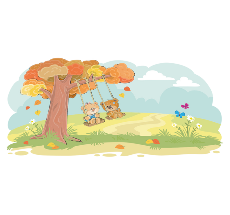 Tapete vinílico criança ursos em floresta - TenStickers