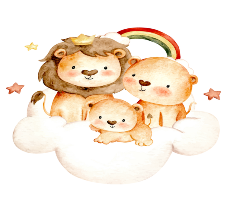 Tapete vinílico criança animais bebês com estrelas e nuvens - TenStickers