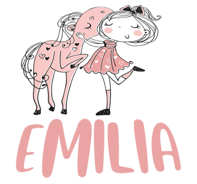 Tapete vinílico criança princesa com vestido rosa e cavalo - TenStickers