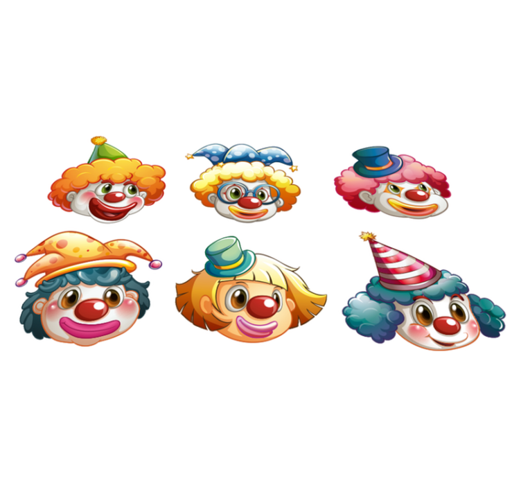 Tapete vinílico criança rostos de palhaço coloridos - TenStickers