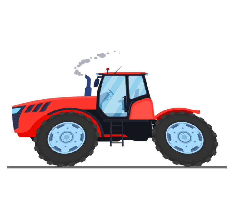 Tapete vinílico criança trator novo vermelho - TenStickers