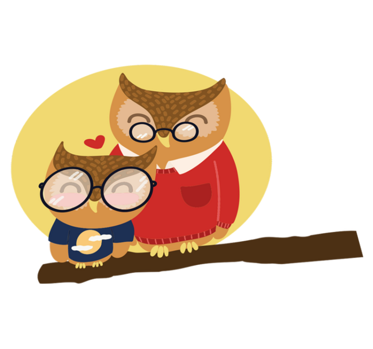 Tapete vinílico criança coruja pai e filho - TenStickers