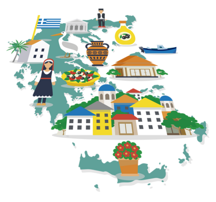 Tapete vinílico de mapa mundial ilustração da grécia e ilhas - TenStickers