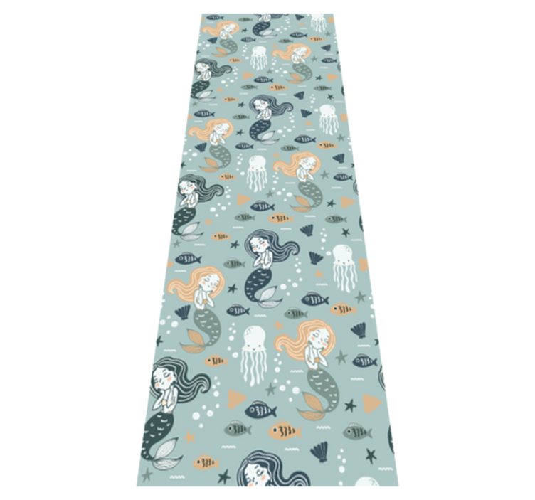 Tapete vinílico quarto padrão de sereia mágica azul - TenStickers