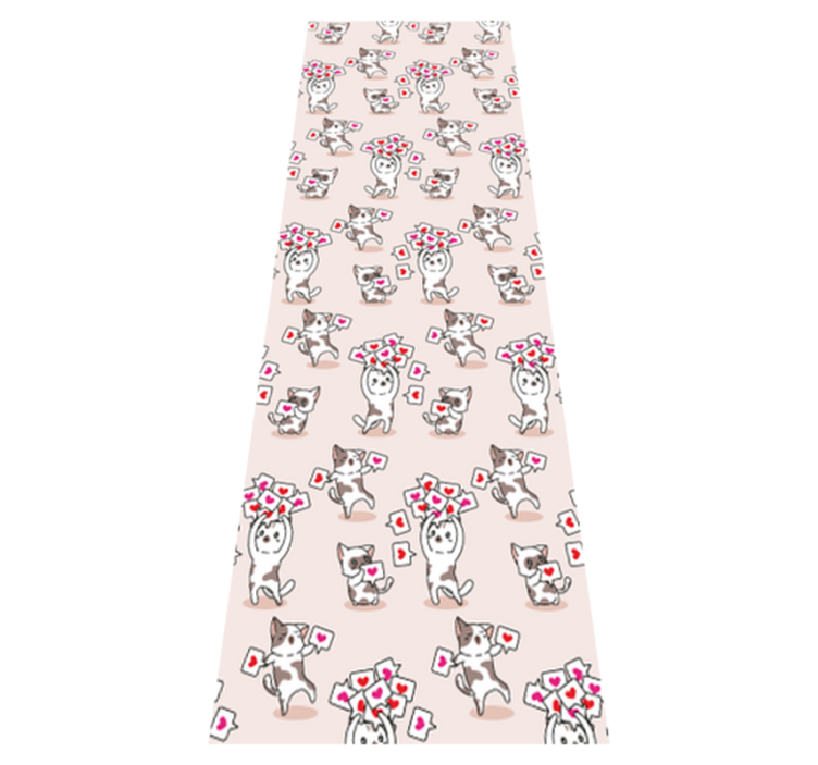 Tapete vinílico quarto com estampa de gatos e corações - TenStickers