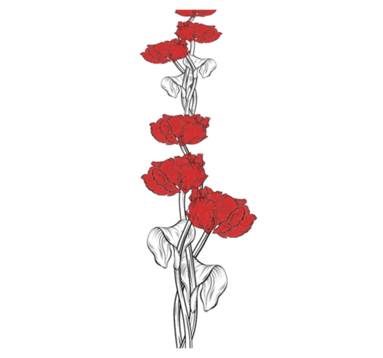 Tapete vinílico quarto padrão tulipas vermelhas verticais - TenStickers