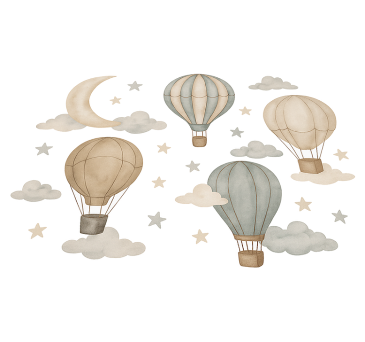 Tapete vinílico quarto balões estelares - TenStickers