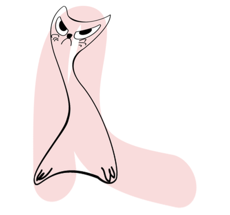 Tapete vinílico quarto gato rosa traçado - TenStickers