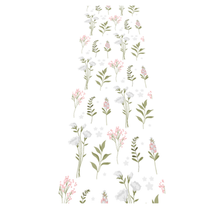 Tapete vinílico quarto com padrão minimalista de flores - TenStickers