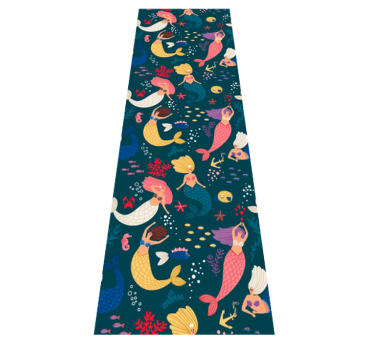 Tapete vinílico quarto padrão de sereia azul escuro - TenStickers