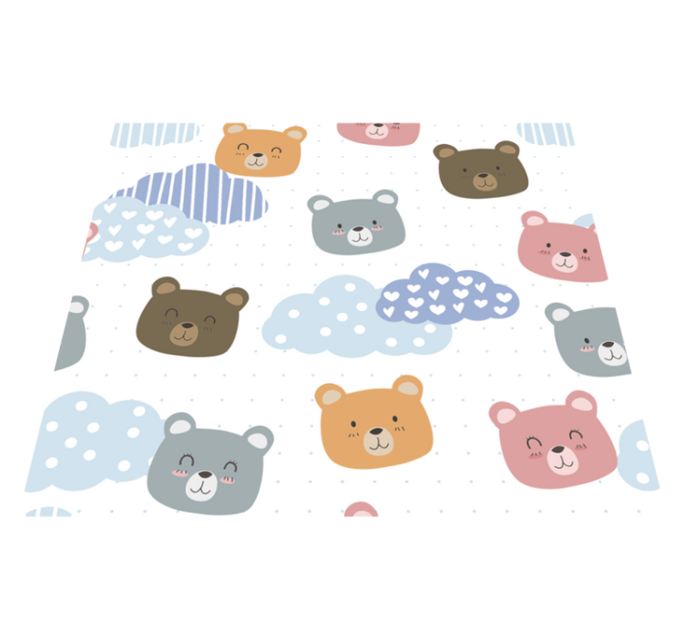 Tapete vinílico quarto urso minimalista sorriso fundo branco - TenStickers