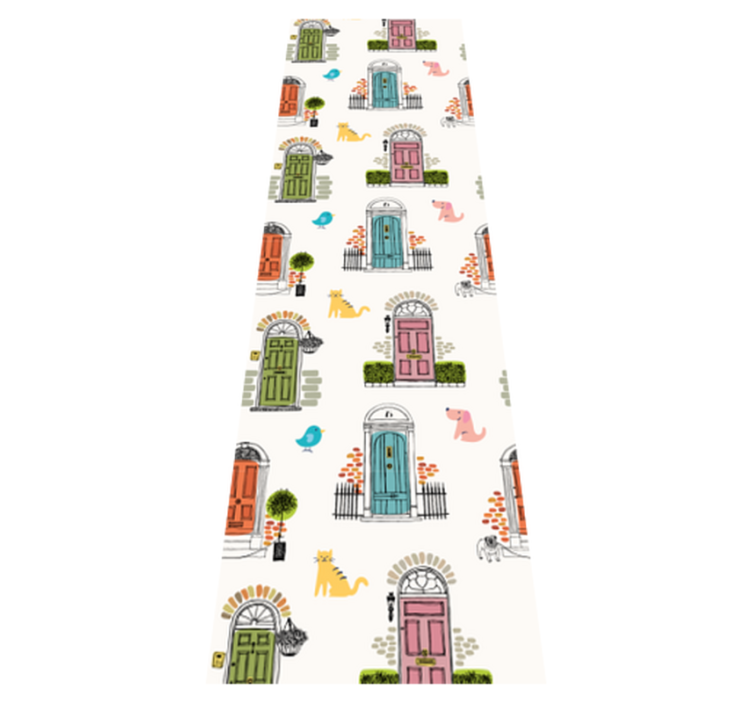 Tapete vinílico quarto com símbolos de animais e edifícios - TenStickers